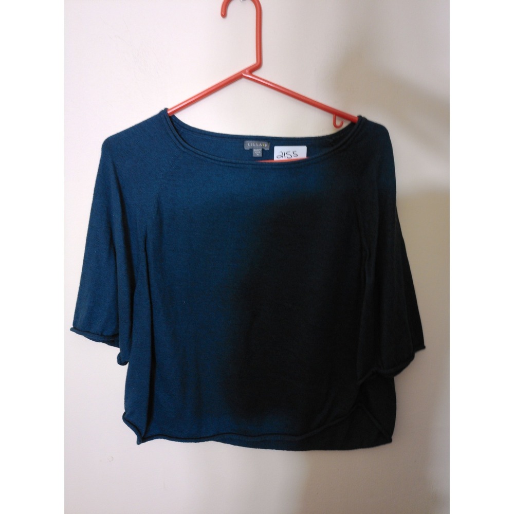 Lilla P Short Sleeve Sweater Womens M Gunmetal Cashmere Blend Boatneck Relaxed